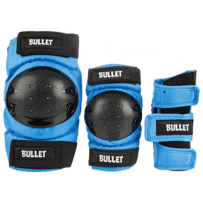 Pack complet de protections de skate Bullet (Coudes, genoux, poignets)  Junior OSFA Bleu