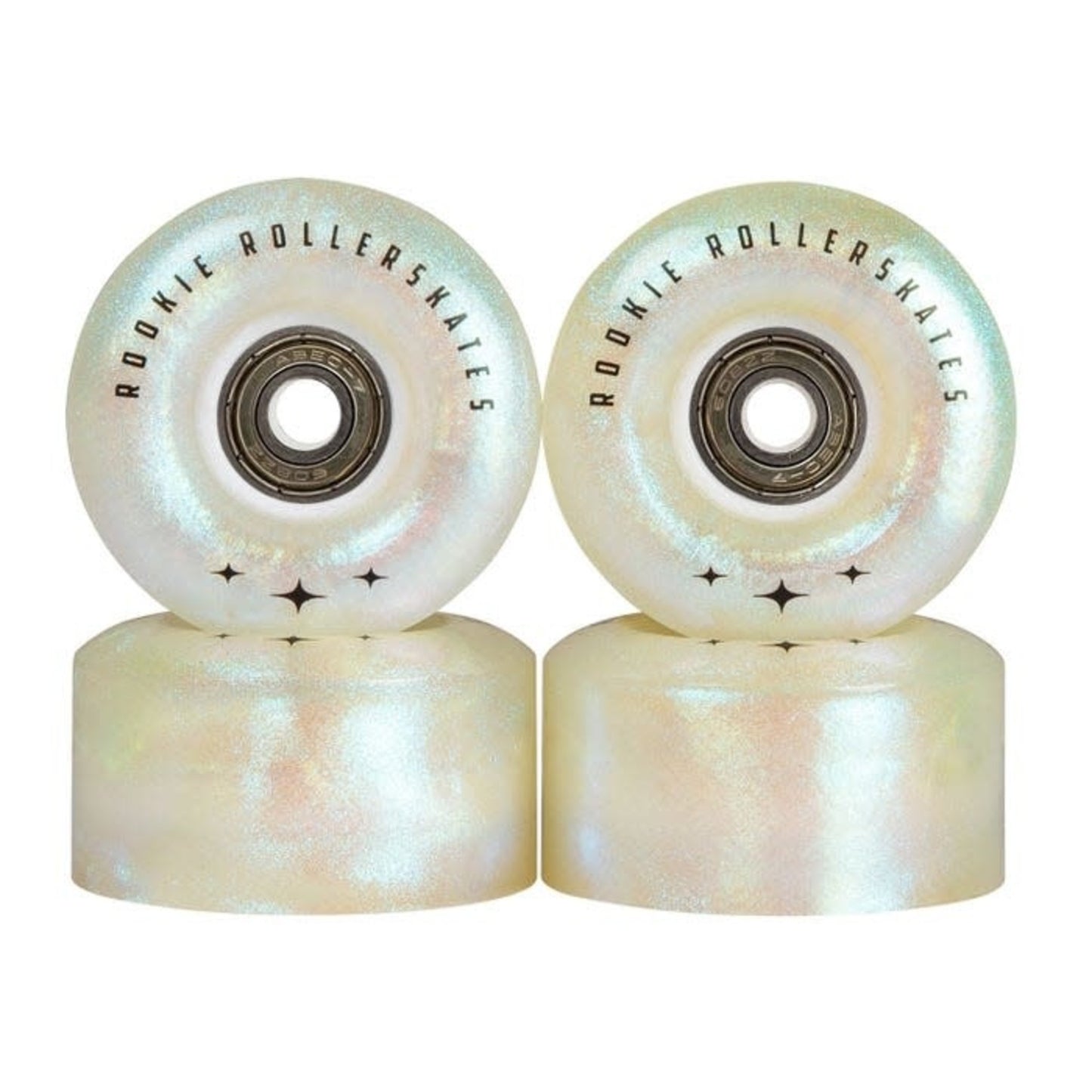 Rookie Quad Wheels LED Flash inc Abec 7 bearings White Glitter 58 MM