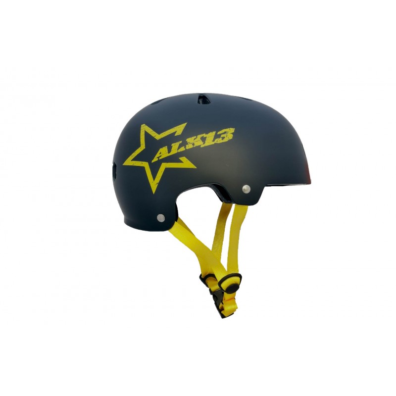 CASQUE DE SKATE ALK13 KRYPTON BLACK YELLOW STAR MAT