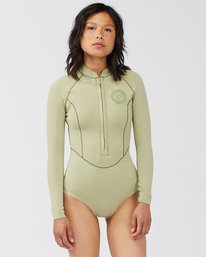 Combinaison Femme néoprène manches longues Billabong SALTY DAYZ LIGHT - vert